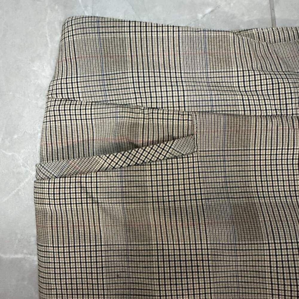 Chico's Bridgette Ankle Pant, Beige Houndstooth with Orange & Blue Accent, SZ 6